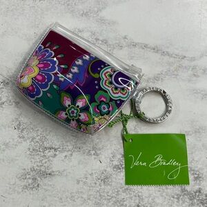 Vera Bradley Clear Coin Pouch with Purple, Teal & Pink Floral Paisley
